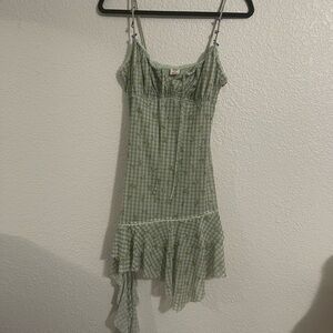 Urban Outfitters Green Checkered Mini Dress